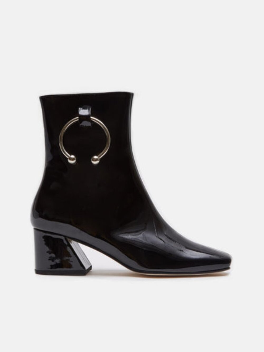Dorateymur Women's Nizip Silver Piercing Patent Leather Booties – Black, Size 8